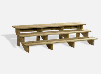 Escalier MP3 - 3 marches - Bois - 100 x 57 cm
