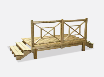 Escalier en bois pour mobil-home PDE Antilles - 4 marches - Bois - 250 x 150 cm