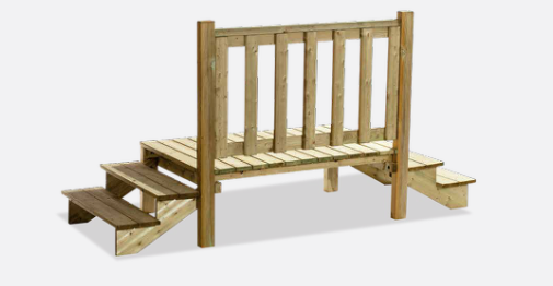 Escalier en bois pour mobil-home PDE Perron - 2 marches - Bois - 100 x 160 cm